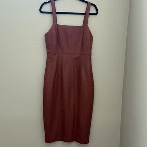 7 For All Mankind Rust Midi Faux Leather Dress